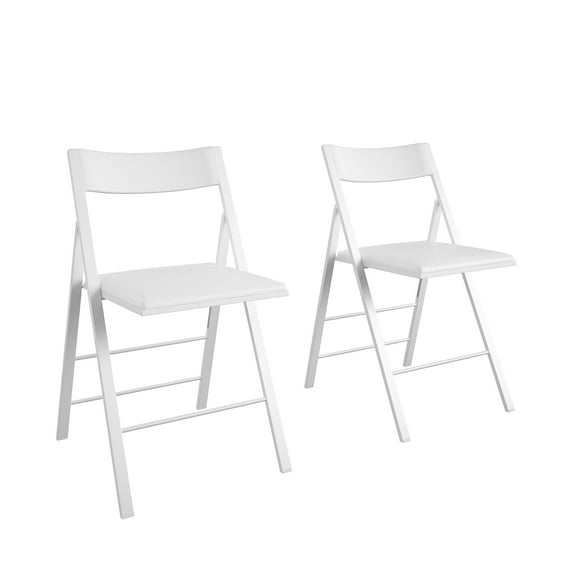 COSCO Modern Vinyl Padded Folding Chair, White, 2-Pack