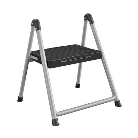 COSCO One-Step Steel, Resin Steps, Step Stool without Handle, Platinum/Black