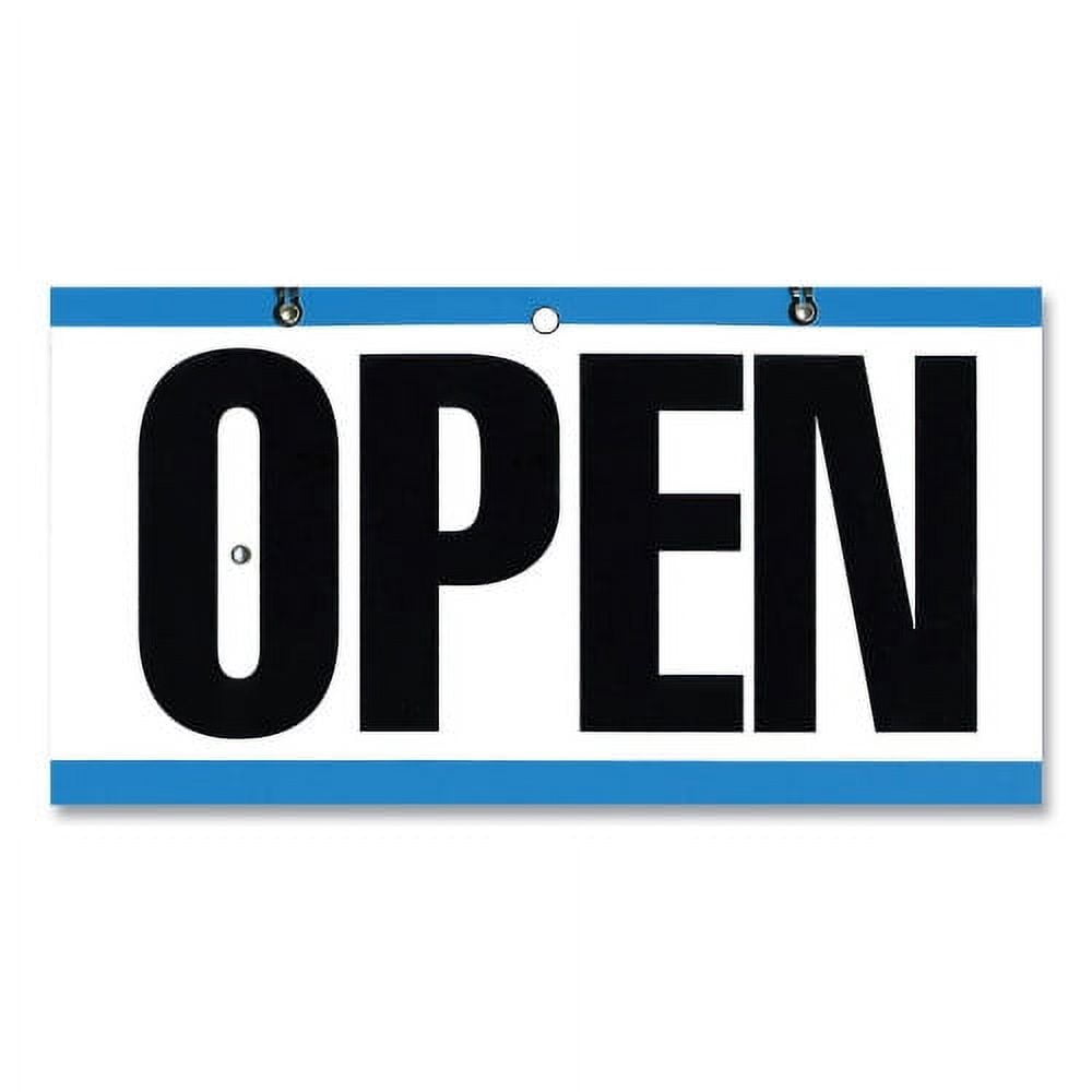 Open/Closed Outdoor Sign, 11.6 x 6, Blue/White/Black Open/Closed Outdoor Sign, 11.6 x 6, Blue/White/Black