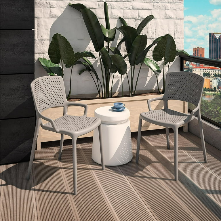 COSCO Outdoor Indoor Stacking Resin Chair with Square Back and