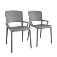 thumbnail image 1 of COSCO Outdoor/Indoor Stacking Resin Chair with Square Back and Arms, Gray, 2-pack, 1 of 9