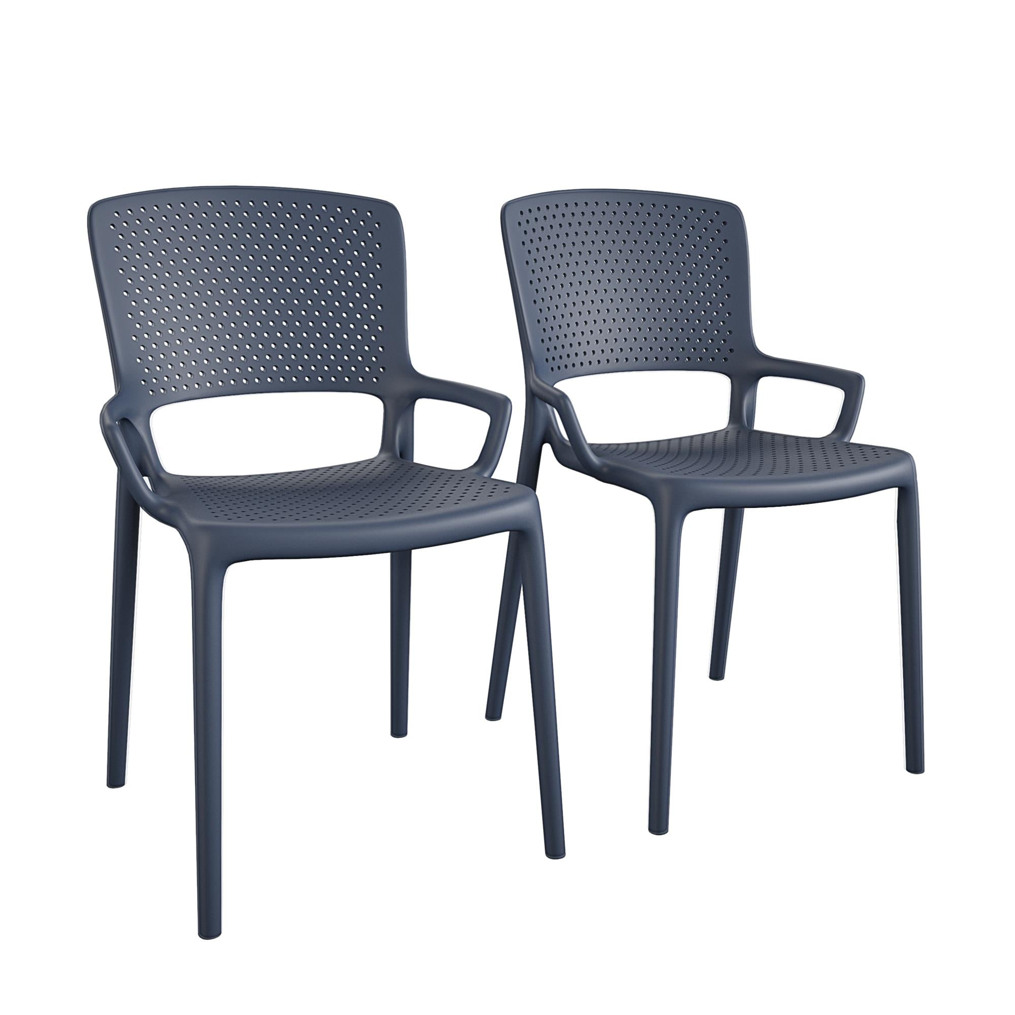 COSCO Outdoor/Indoor Stacking Resin Chair with Square Back and Arms ...