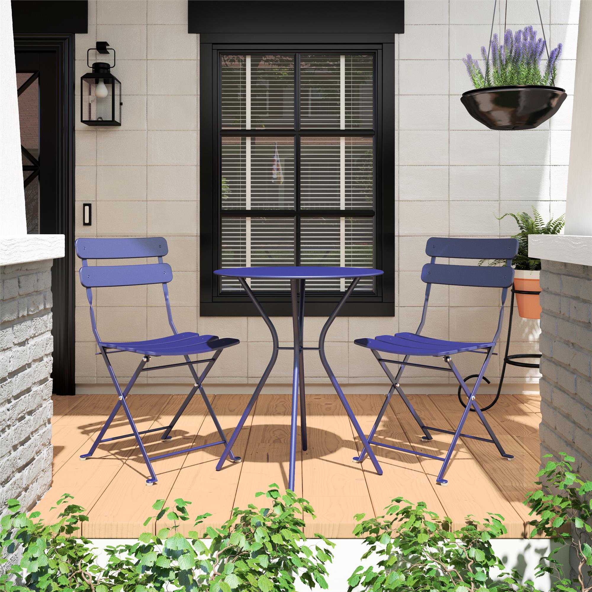 COSCO Outdoor Living, 3 Piece Bistro Set with 2 Folding Chairs, Navy - image 1 of 7