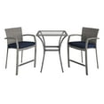thumbnail image 1 of COSCO Outdoor Living 3 Piece High Top Bistro Lakewood Ranch Steel Woven Wicker Patio Balcony Furniture Set with Cushions, Navy, 1 of 16