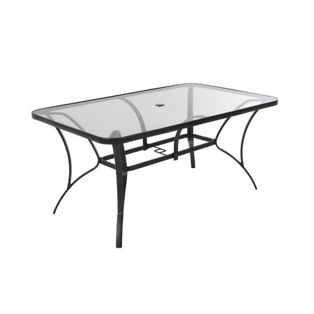COSCO Outdoor Living Paloma Steel Patio Dining Table, Dark Gray Steel Frame, Tempered Glass Table Top