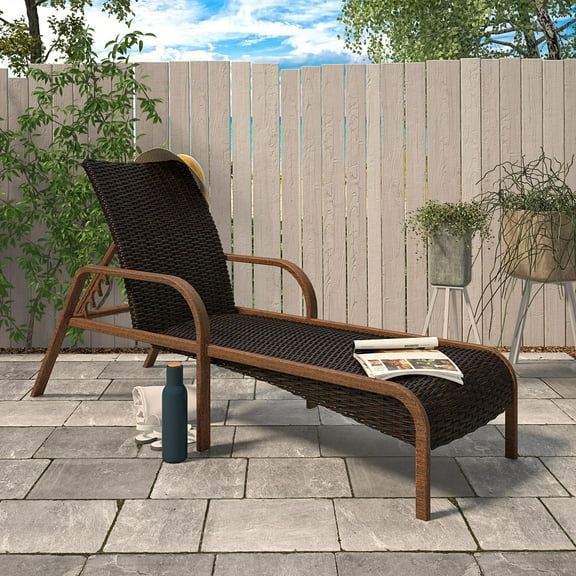COSCO Outdoor Living, SmartWick, Patio Chaise Lounge, Dark Brown