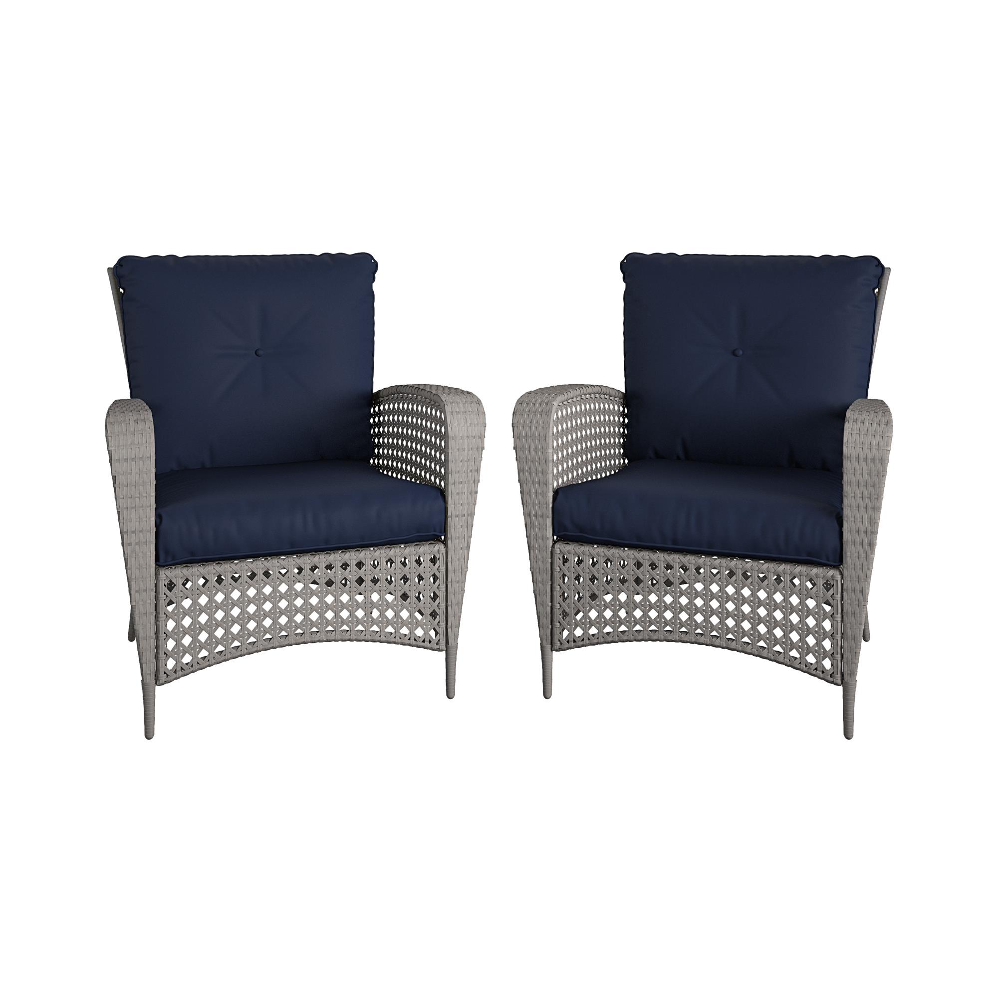 COSCO Outdoor Living Steel Woven Wicker Patio Lounge Chairs, 2pack