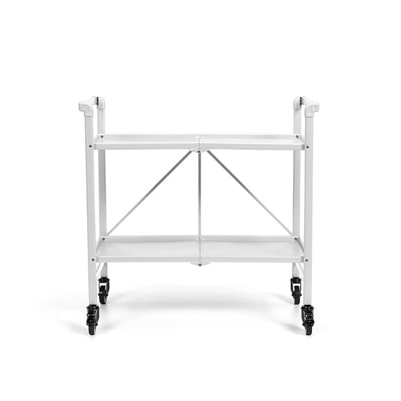 COSCO Outdoor Living(tm) Outdoor and Indoor Folding Serving Cart with Wheels and 2 Shelves, White