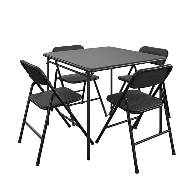 COSCO Premium 5Piece Folding Table & Chair Dining Set, Black