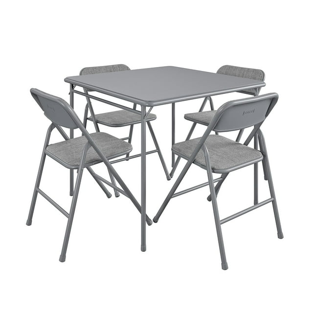 COSCO Premium 5Piece Folding Table & Chair Dining Set, Gray