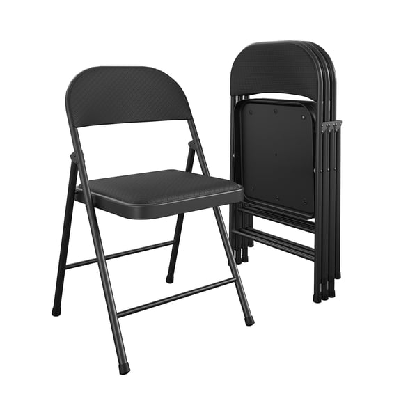 COSCO SmartFold Fabric Folding Chair, 4-Pack, Black