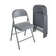 thumbnail image 1 of COSCO SmartFold(r)? Vinyl Folding Chair, 4-Pack, Grey, 1 of 7