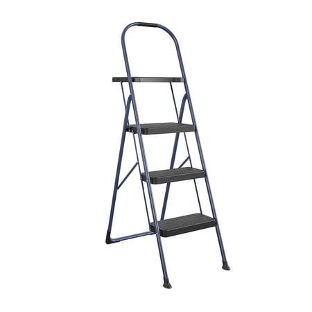COSCO Steel 3-Step BIG Step Stool with Tray, Navy