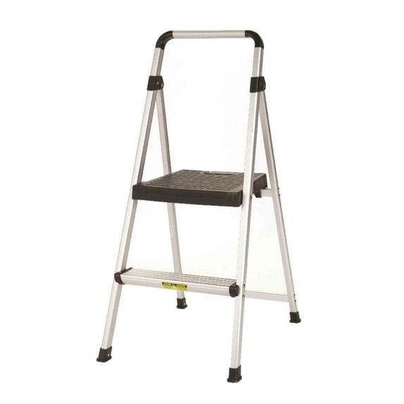 COSCO 2-Step Aluminum Stool - Foldable, Lightweight - Silver — Residential Use, Standard Application