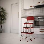 COSCO Stylaire Retro Chair + Step Stool with Pull-Out Steps, 225 lb Weight Capacity (Red, One Pack)