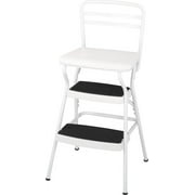 COSCO Stylaire Retro Chair + Step Stool with flip-up seat (white, one pack)