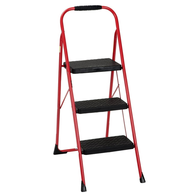 Cosco three step big step folding step stool with rubber hand grip new arrivals
