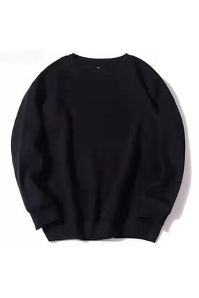 Athletic Mens Sweatshirts Black Crew Neck Long Sleeve Solid Top Pullover Workout Running Regular Sweatshirts