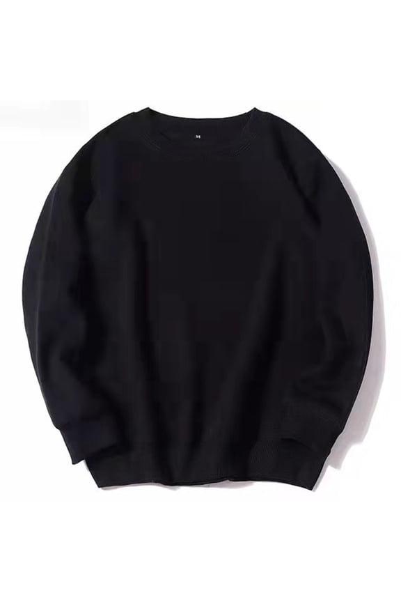 Athletic Mens Sweatshirts Black Crew Neck Long Sleeve Solid Top Pullover Workout Running Regular Sweatshirts