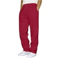 thumbnail image 1 of COSFO Baggy Sweatpants Straight-Leg Joggers Full Red Athleisure Drawstring Solid Elastic Waist Men Pants, 1 of 4