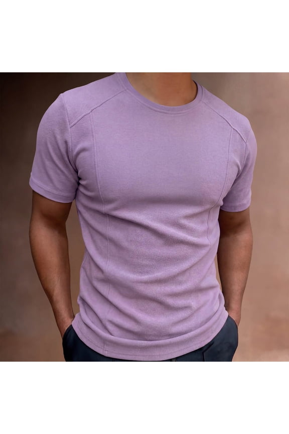 Basic Men Shirts Short Sleeve Workout Solid Undershirts Loose Fit Comfort Crew Neck Pullover Tops