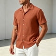 thumbnail image 1 of COSFO Beach Mens Button Up Shirts Short Sleeve Summer Shirt Vacation Solid Casual Collared Loose Fit Mens Shirts L, 1 of 9
