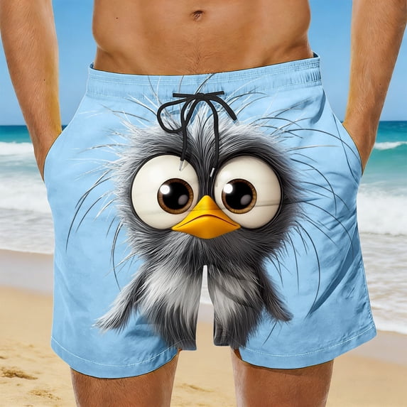 COSFO Beach Mens Swimming Trunks Funny Animal Print Casual Quick Dry Board Shorts Drawstring Breathable Loose Fit Elastic Waist Summer Bathing Suits