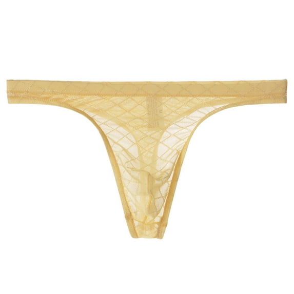 COSFO Beige Thongs for Men Mesh T-Back Comfortable Soft Loose Fit Men's Underwear