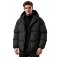 thumbnail image 1 of COSFO Black Men's Puffer Jackets Winter Hooded Quilted Coat Zip Up Warm Heavyweight Outerwear Jackets, 1 of 7