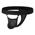 thumbnail image 1 of COSFO Black Thongs for Men Bulge Pouch Mesh G-String Regular Fit Breathable Sport Underwear for Men, 1 of 5