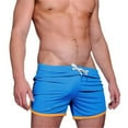 thumbnail image 1 of COSFO Blue Men Shorts Drawstring Solid Elastic Waist Board Casual Shorts Beach Loose Swim Shorts, 1 of 3