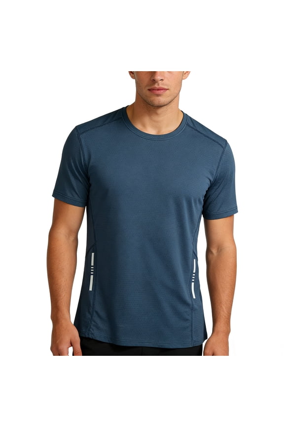 Blue Men's T-Shirts Short Sleeve Workout Undershirts Crew Neck Moisture Wicking Pullover Running Loose Fit Mens Classic T-Shirt