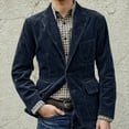 thumbnail image 1 of COSFO Blue Mens Jacket Corduroy Casual Blazer Solid Coat Single Breasted Slim with Pocket Lapel Collar Vintage Outerwear Jackets, 1 of 9