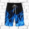 thumbnail image 1 of COSFO Blue Mens Shorts Elastic Waist Drawstring Flame Board Casual Shorts Loose Workout Beach Shorts, 1 of 3