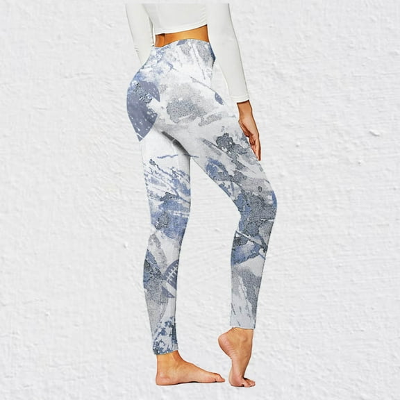 COSFO Blue Women's Sweatpants Elastic Waist Casual Maple Leaf Yoga Slim Leg Pants Workout Skinny Pants