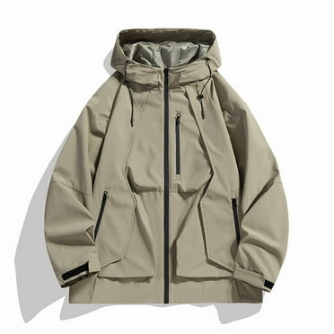 COSFO Bomber Jackets for Men Solid Waterproof Casual Green Windbreaker Relaxed Fit Zip Up with Pocket Hooded Windproof Outerwear Jackets