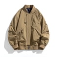 thumbnail image 1 of COSFO Bomber Mens Jacket Brown Casual Solid Zip Up Coat with Pocket Long Sleeve Lightweight Loose Jackets, 1 of 9