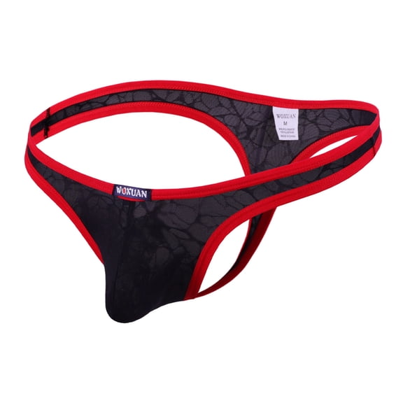 COSFO Bulge Pouch Mens Thongs Underwear Black Mesh T-Back Stretch Classic Fit Low Rise Men's Underwear