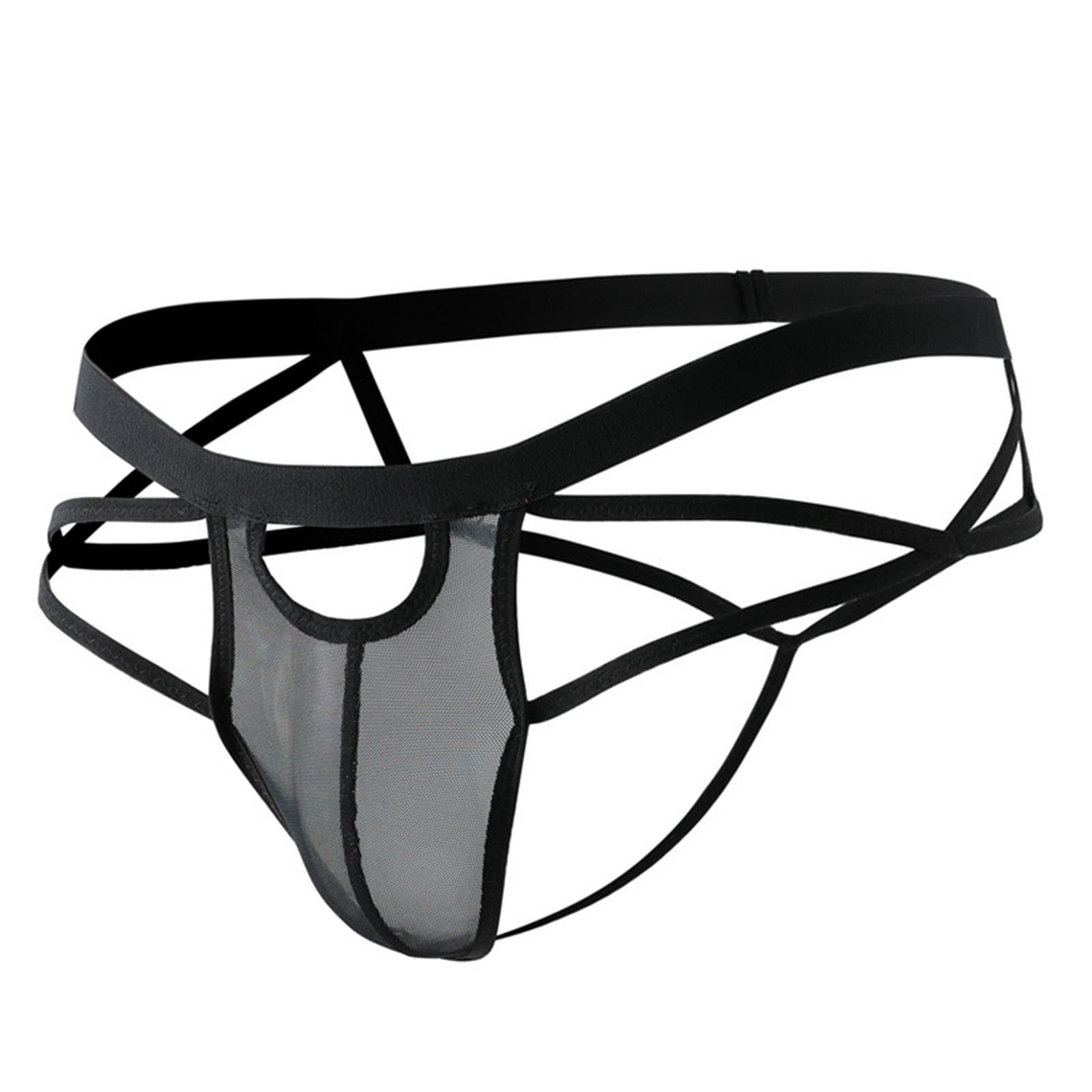 COSFO Bulge Pouch Mens Thongs Underwear Sexy Cut Out Black Underwear