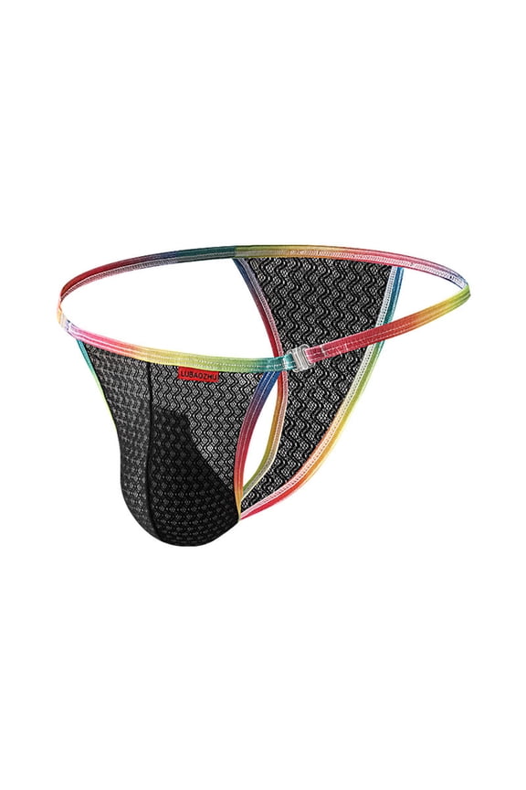 Bulge Pouch Mens Thongs Underwear Silk Colorblock G-String Stretch Regular Fit Low Rise Men Underwear