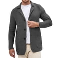 thumbnail image 1 of COSFO Button Down Mens Winter Jacket Gray Fall Knit Sweater Collar Long Sleeve with Pockets Loose Fit Mens Sport Coat, 1 of 6