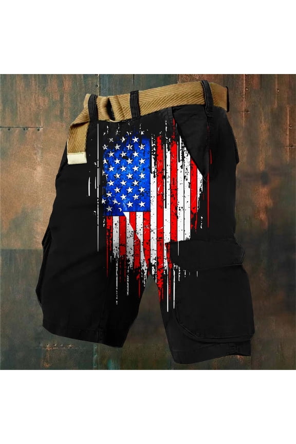 Cargo Shorts Men Patriotic Tactical Independence Day Shorts Work with Pockets Relaxed Fit Shorts