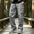 thumbnail image 1 of COSFO Cargo Work Pants for Men 6 Pockets Tactical Waterproof Hiking Pants Straight Leg Drawstring Relaxed Fit Solid Mens Pants Casual, 1 of 7