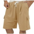 thumbnail image 1 of COSFO Casual Basketball Shorts Men Solid Elastic Waist Shorts Multi Pocket Relaxed Fit Mens Shorts, 1 of 7