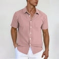thumbnail image 1 of COSFO Casual Button Down Shirts for Men Short Sleeve Striped Collared Tops Regular Fit with Pocket Shirts, 1 of 5