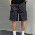 thumbnail image 1 of COSFO Casual Cargo Shorts for Men Relaxed Fit Elastic Waist Black with Zipper Pockets Knee Length Outdoor Shorts, 1 of 4
