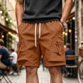thumbnail image 1 of COSFO Casual Cargo Shorts for Men Solid Work Shorts Solid Relaxed Fit with Pockets Drawstring Elastic Waist Shorts, 1 of 9