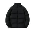 thumbnail image 1 of COSFO Casual Jacket for Men Zip Up Black Puffer Solid Quilted Jacket Loose Mid-Length Waterproof Long Sleeve Hoodless Jackets, 1 of 4