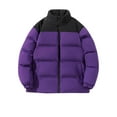 thumbnail image 1 of COSFO Casual Jackets for Men Zip Up Solid Puffer Purple Quilted Jacket Loose Waterproof Long Sleeve Mid-Length Hoodless Jackets, 1 of 3