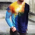 thumbnail image 1 of COSFO Casual Men Shirt Long Sleeve Blue Crew Neck Pullover Colorblock Men T Shirts, 1 of 8